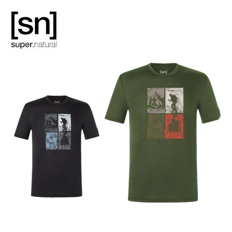 25秋冬 エスエヌ スーパーナチュラル sn super.natural メンズ ゴーハイキング Tシャツ snmp01226 トップス 半袖 Tシャツ メリノウール ヨガ ピラティス フィットネス