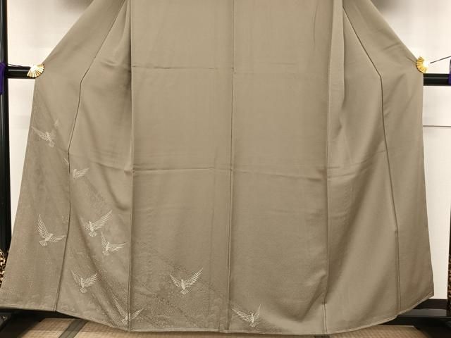 平和屋着物●染色作家　斉藤三才　訪問着　寿光織　三才鳥　銀糸　正絹　逸品　AAAT3097np 平和屋着物○染色作家 斉藤三才 訪問着 寿光織 三才鳥 銀糸 正絹 逸品