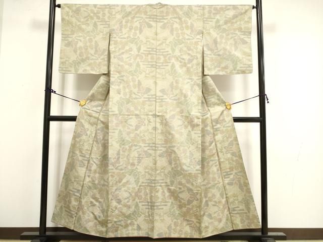 平和屋着物●紬屋吉平　本場大島紬　7マルキ　花唐草間道　正絹　逸品　CAAU2157yc 平和屋着物○紬屋吉平 本場大島紬 7マルキ 花唐草間道 正絹