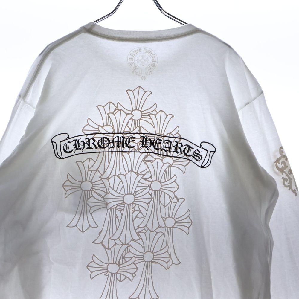 CHROME HEARTS ホワイト長袖Tシャツ セメタリークロス 刺繍入り CHROME HEARTS ホワイト長袖Tシャツ セメタリークロス 刺繍入り
