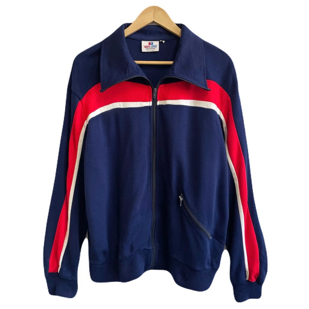 WHITE STAG トラックジャケット ジャージ ボーダー フルジップ ポケット付き トリコロールカラー 青×赤×白 XLサイズ No.U938