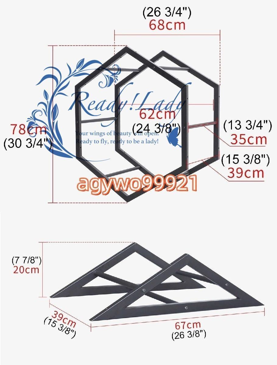 タイヤラック 車のリムディスプレイラック ブラック 頑丈なタイヤリム収納オーガナイザー 六角形スチール棚ガレージタイヤスタンド 7 3 MARWIL-DEMENAGEMENTS_CH