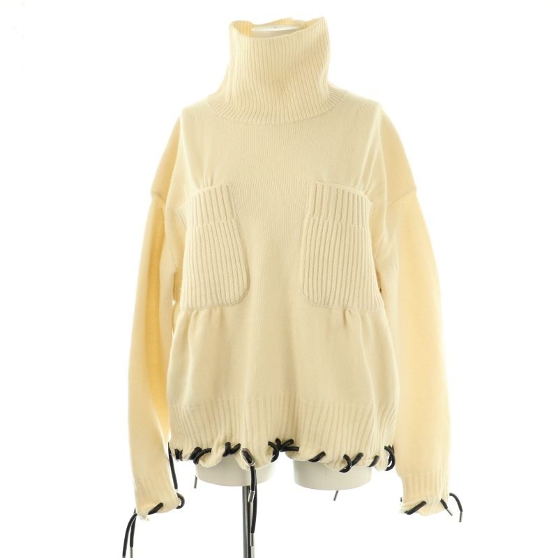 サカイ sacai タートルネック ニット セーター プルオーバー ウール 2 アイボリー 黒 22-06414 /CX ■OS レディース サカイ sacai タートルネック ニット セーター プルオーバー