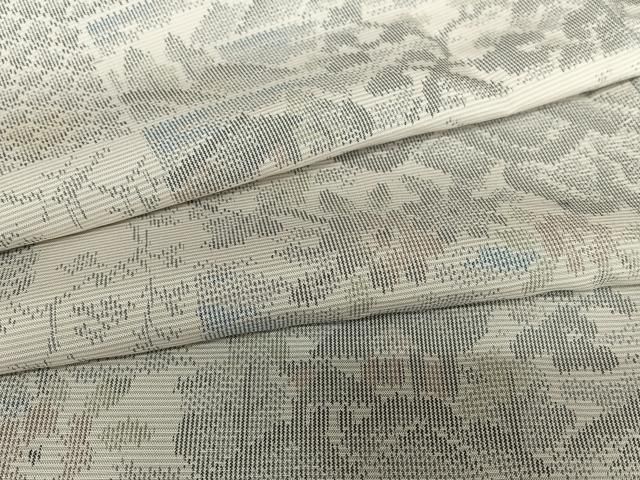 平和屋着物○上質な小紋 紬地 横段草花文 正絹 逸品 AAAZ0098zg