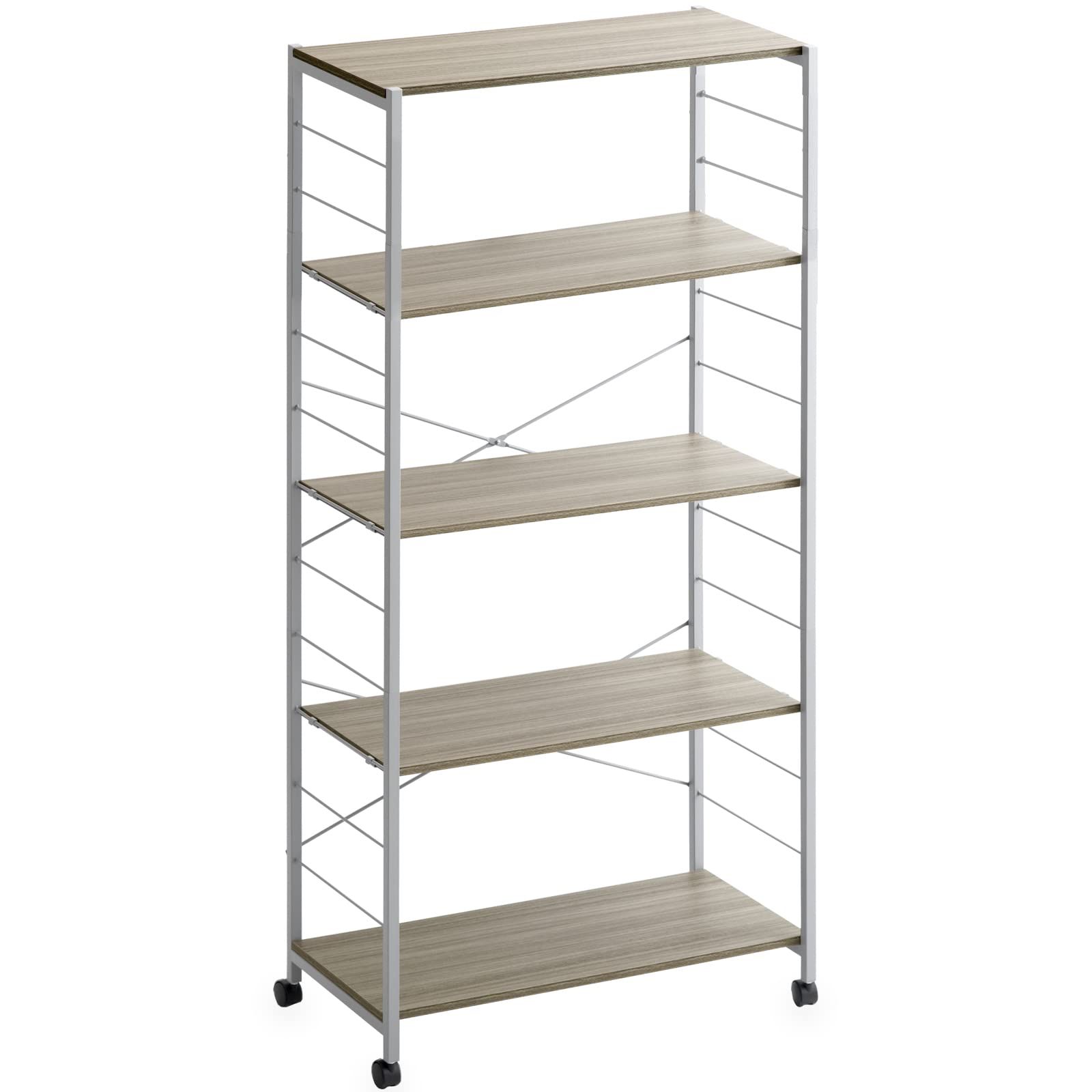 スチール キャスター付 可動棚 ラック 頑丈設計 幅80cm グレイッシュウッド 5段ラック オープンラック 72600012 79601 タンスのゲン