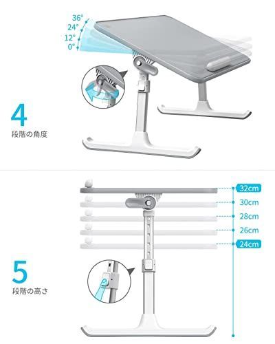 グレー_52*30cm SAIJI 折りたたみテーブル ベッドテーブル ノート