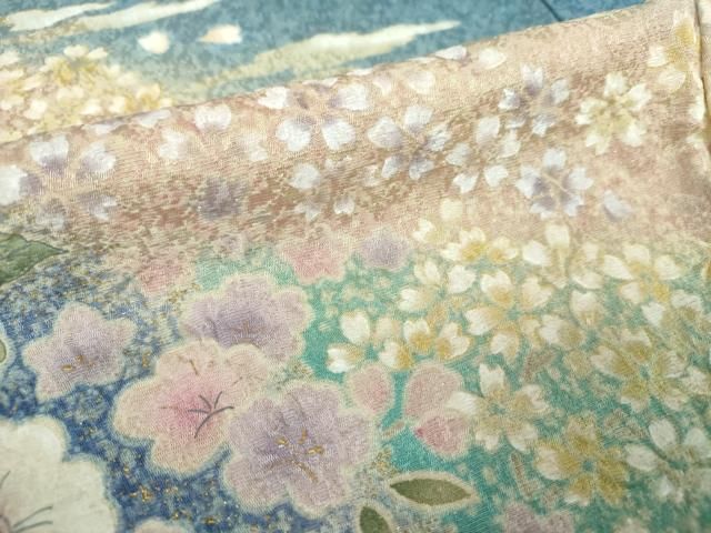 平和屋着物●豪華振袖　絞り　辻が花　暈し染め　金彩　金通し地　正絹　逸品　DAAQ2856ps 平和屋着物○豪華振袖 絞り 辻が花 暈し染め 金彩 金通し地 正絹 逸品