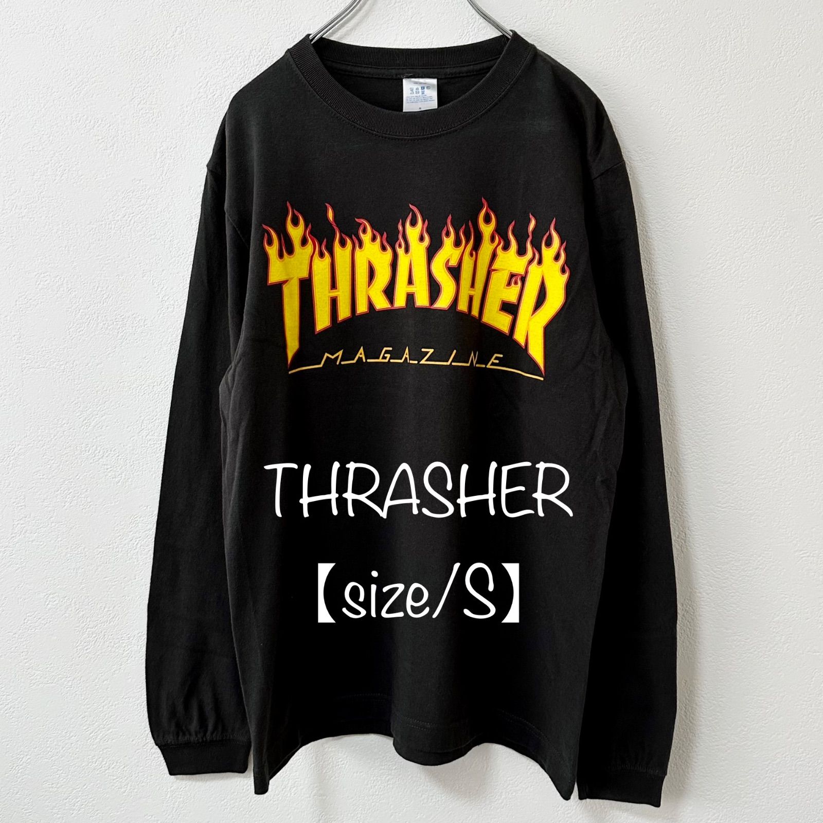 THRASHER/スラッシャー☆ロンT☆ファイヤーパターン☆ブラック/黒☆S