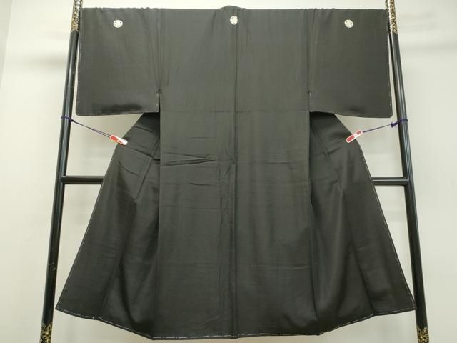 平和屋着物男性　黒紋付　正絹　逸品　DAAO2295ud