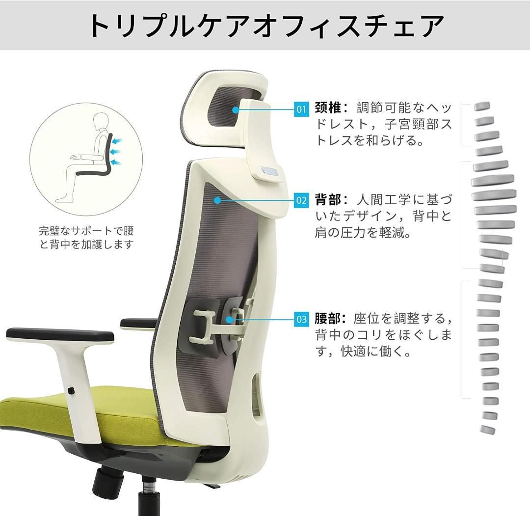 【特価】オフィスチェア メッシュ ハイバックサポートクッション