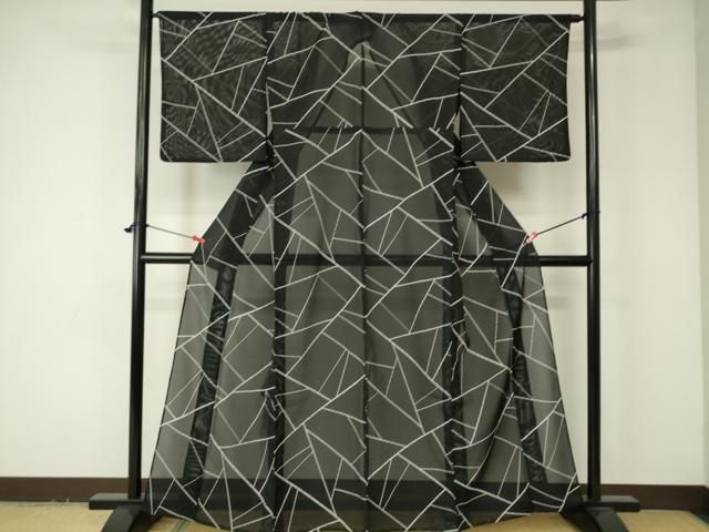 平和屋着物＊夏物 男性 小紋 紗 霞文 AABC9894jd