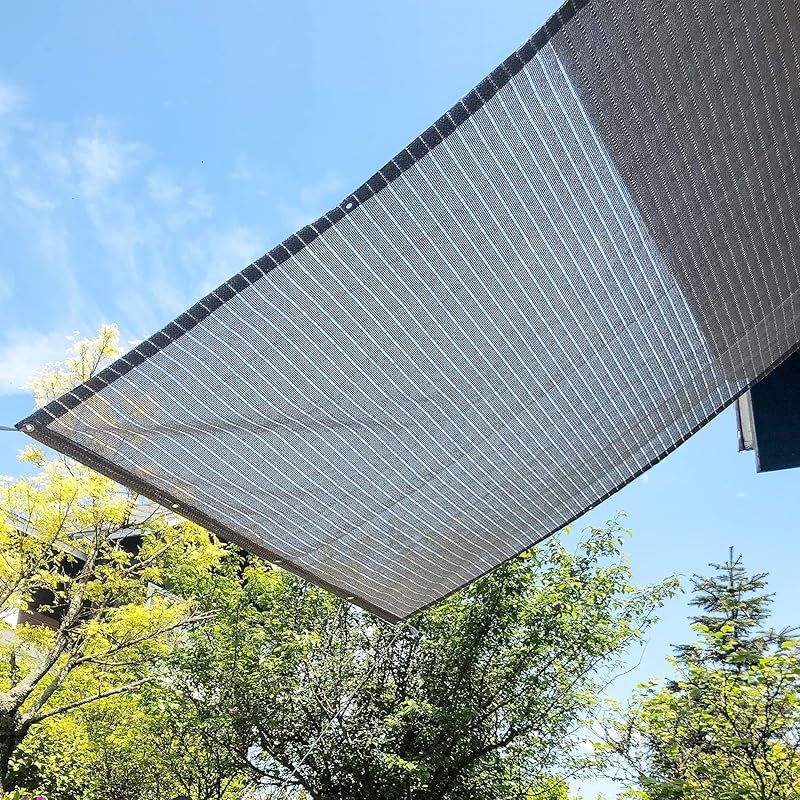 Cool Time 涼風シェード 日よけ シェード オーニング 高通気性 透かし編み（180×240cm）グレーホワイト