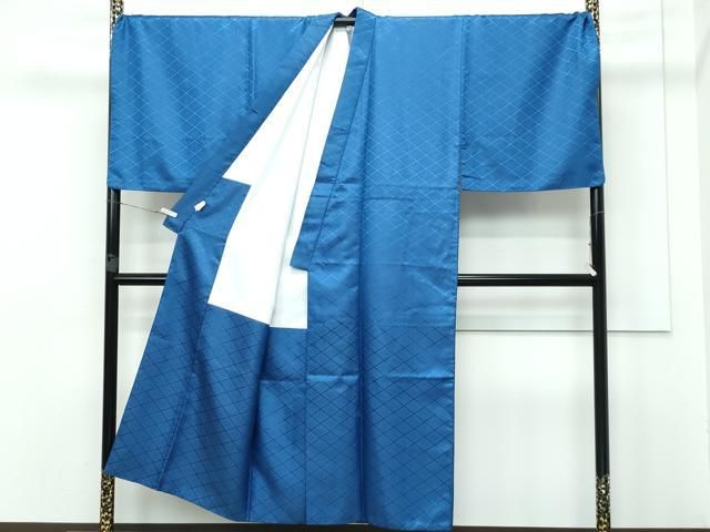 平和屋着物□極上 男性 色無地 紋付き羽織セット キングサイズ 御召御