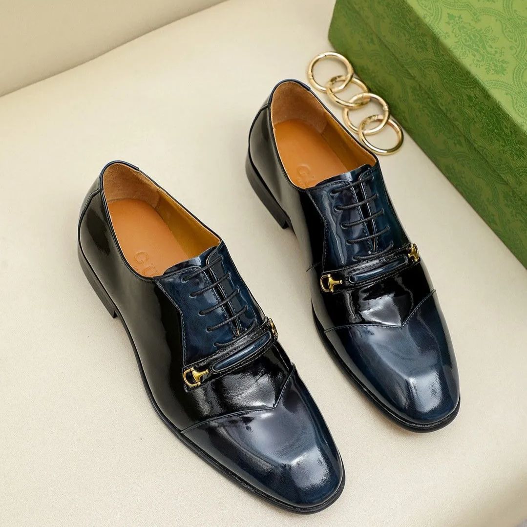 💖新品未使用👞グッチGUCCI ハイエンドレザーメンズカジュアルビジネスシューズ/ダークブルー - メルカリ