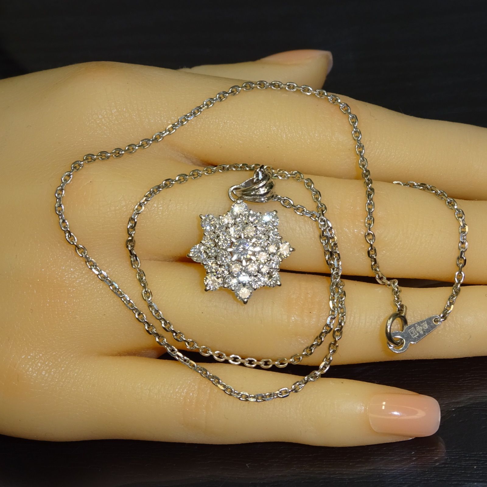 プラチナ pt900 pt850 天然ダイヤモンド 2.16ct トップ ネックレス 