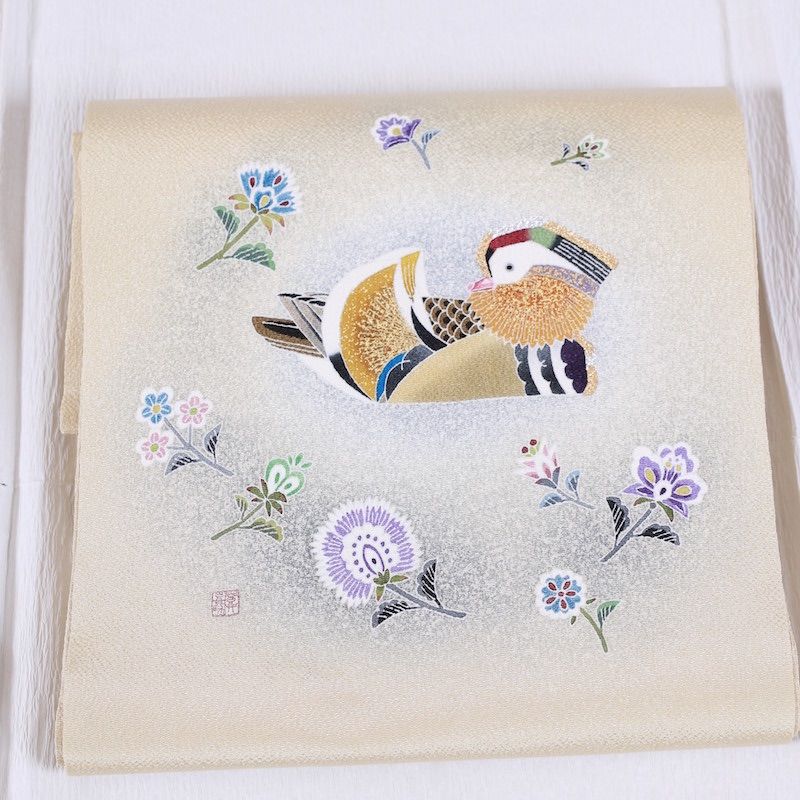 新品・未使用　帯　名古屋帯　人間国宝「羽田登喜男」手描き　折れ枝更紗紋様／725 新品・未使用 帯 名古屋帯 人間国宝「羽田登喜男」手描き 折れ枝更紗