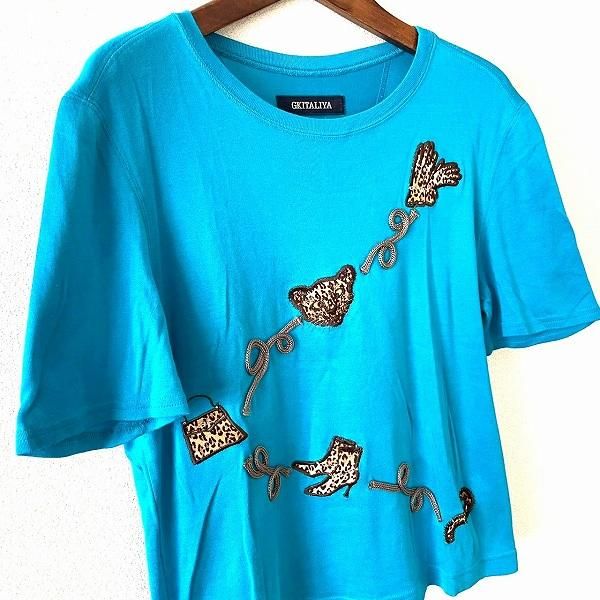 伊太利屋　　
刺繍デニムジャケット LA MODA GO! 伊太利屋 #snc GKITALIYA カットソー 7 紫 ニット ライン