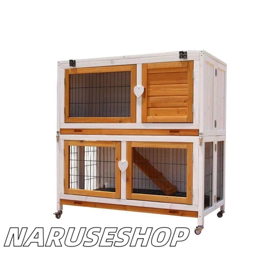 猫かご 家庭用屋外ペット ヴィラ ウサギ ケージ ウサギの家 2 階建てのヴィラと独自の滑車 猫小屋ペットの別荘 Color White