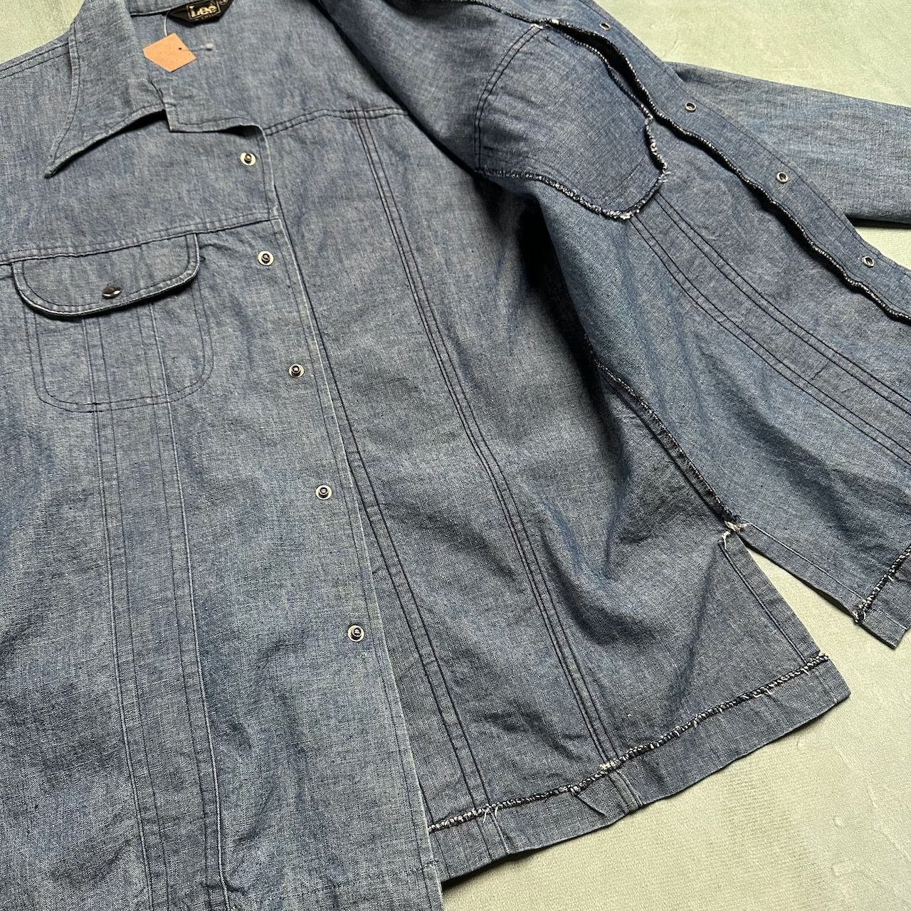 70s USA製 Lee リー デニムシャツジャケット ブルー XL 古着