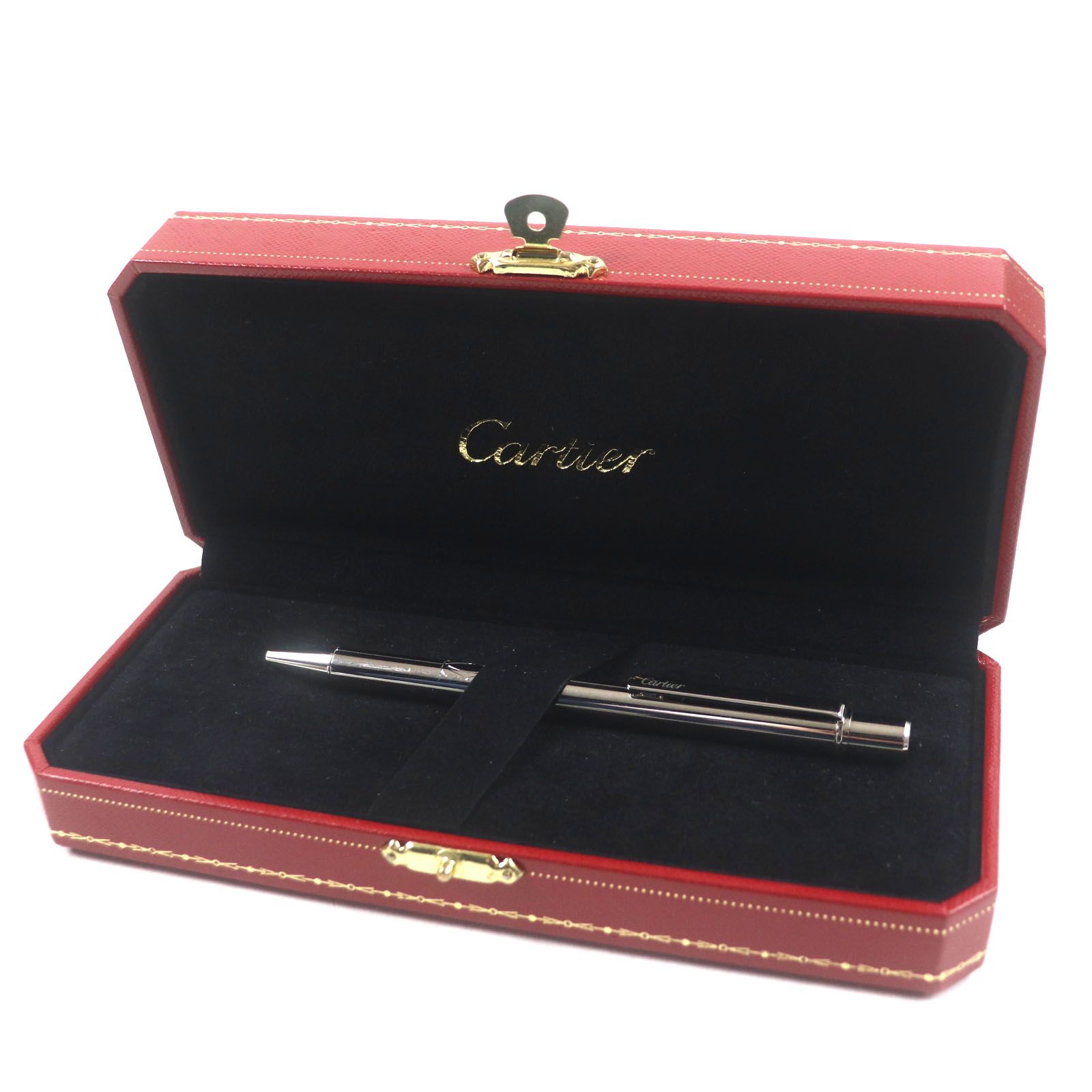 Cartier - 極美品◆Cartier カルティエ マスト ドゥ カルティエ ロゴ刻印入り ツイスト式 ボールペン シルバー フランス製 箱・ケース付き 筆記確認◎ Cartier - 極美品◇Cartier カルティエ マスト ドゥ カルティエ
