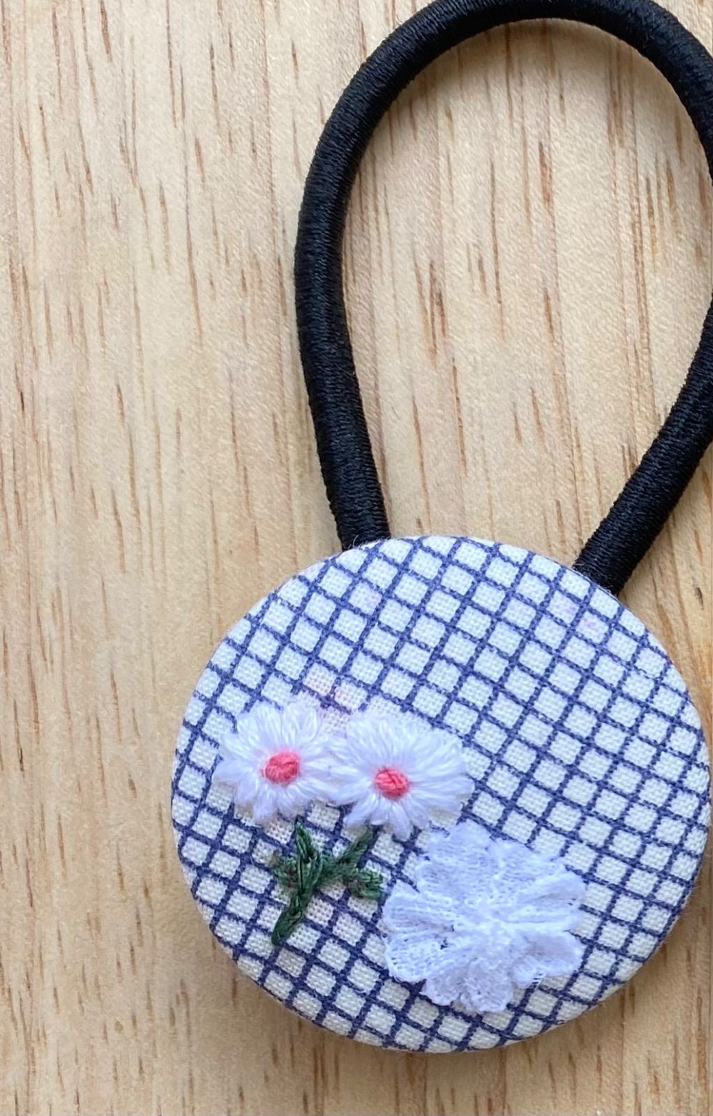 純正売れ筋 - No.452 刺繍 くるみボタン ハンドメイド ヘアゴム