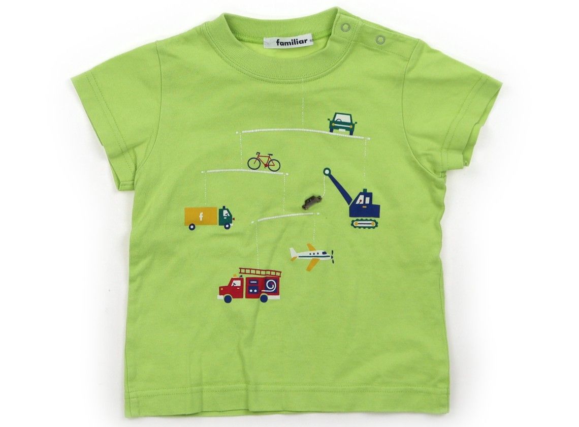 ファミリア familiar Tシャツ・カットソー 90 男の子 黄緑　車 子供服 ベビー服 キッズ（1263328）