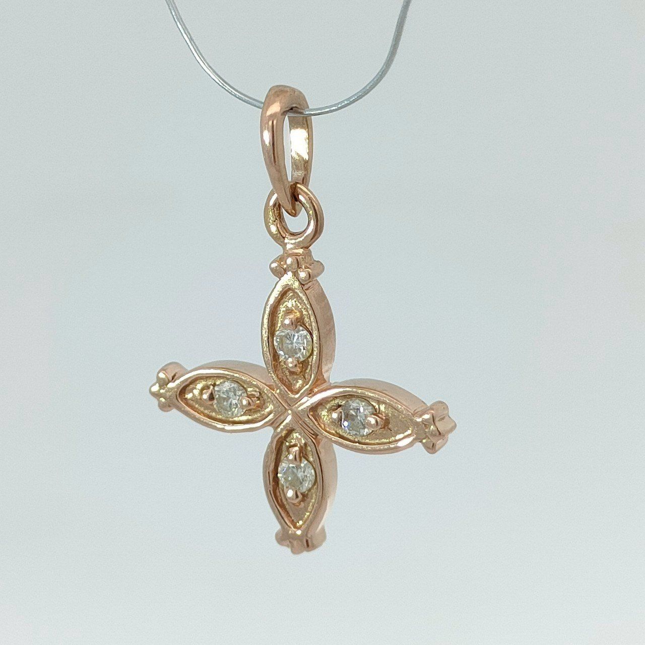 18k ネックレストップ 18金 K18 ダイヤ付 デザインネックレストップ 男女兼用 0.92g