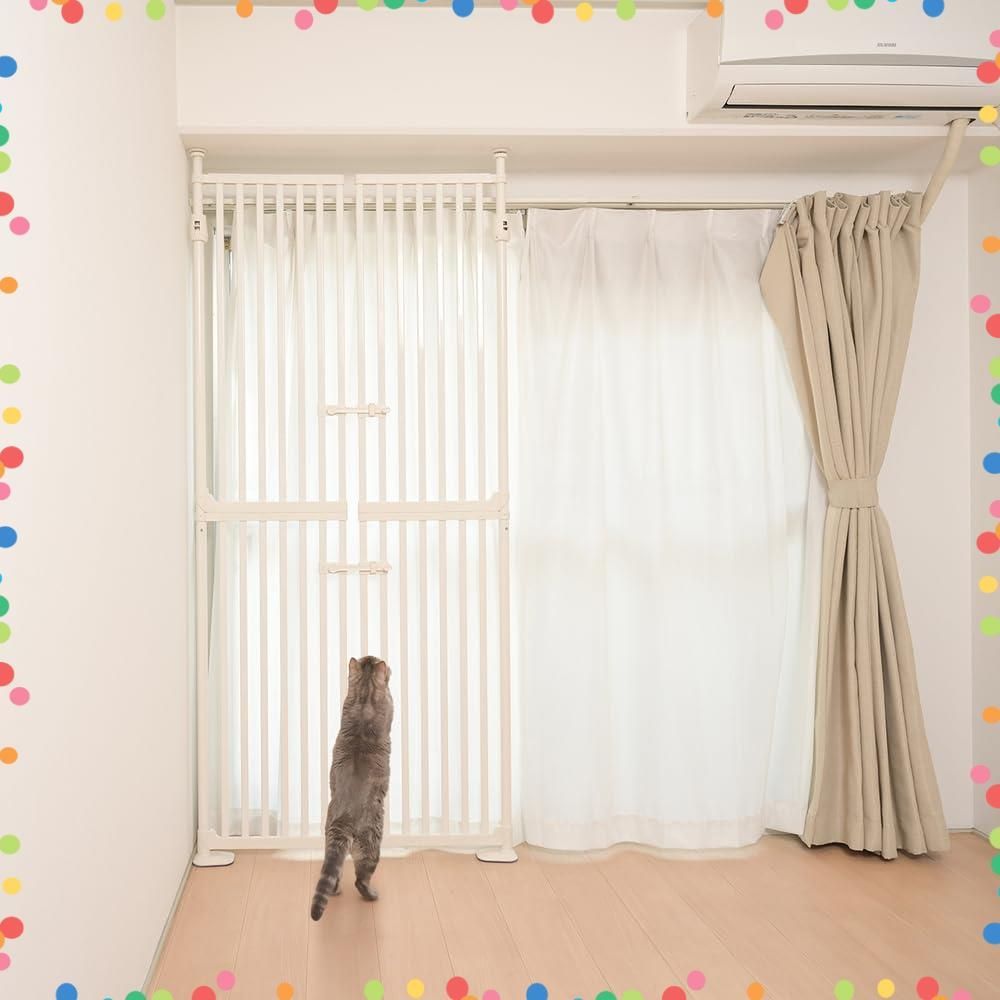 特価商品】ハイタイプ 飛び出し防止 ゲート ホワイト 猫 ペットゲート