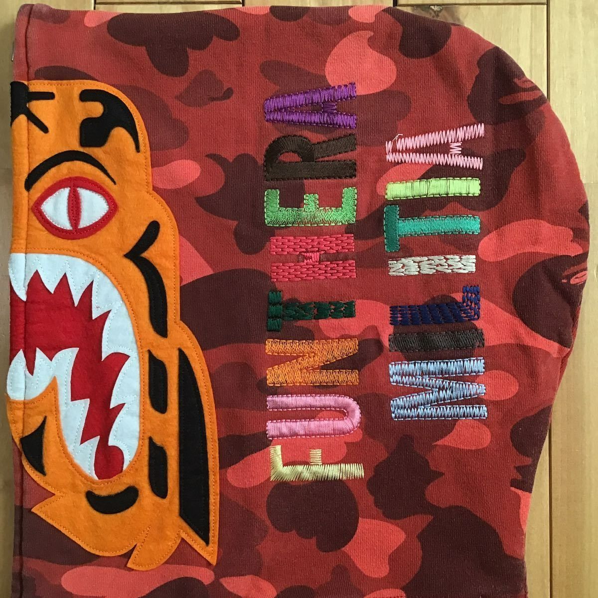 A Bathing Ape 迷彩虎フードパーカー　L ☆2XL☆ Red camo タイガー パーカー Tiger full zip hoodie a