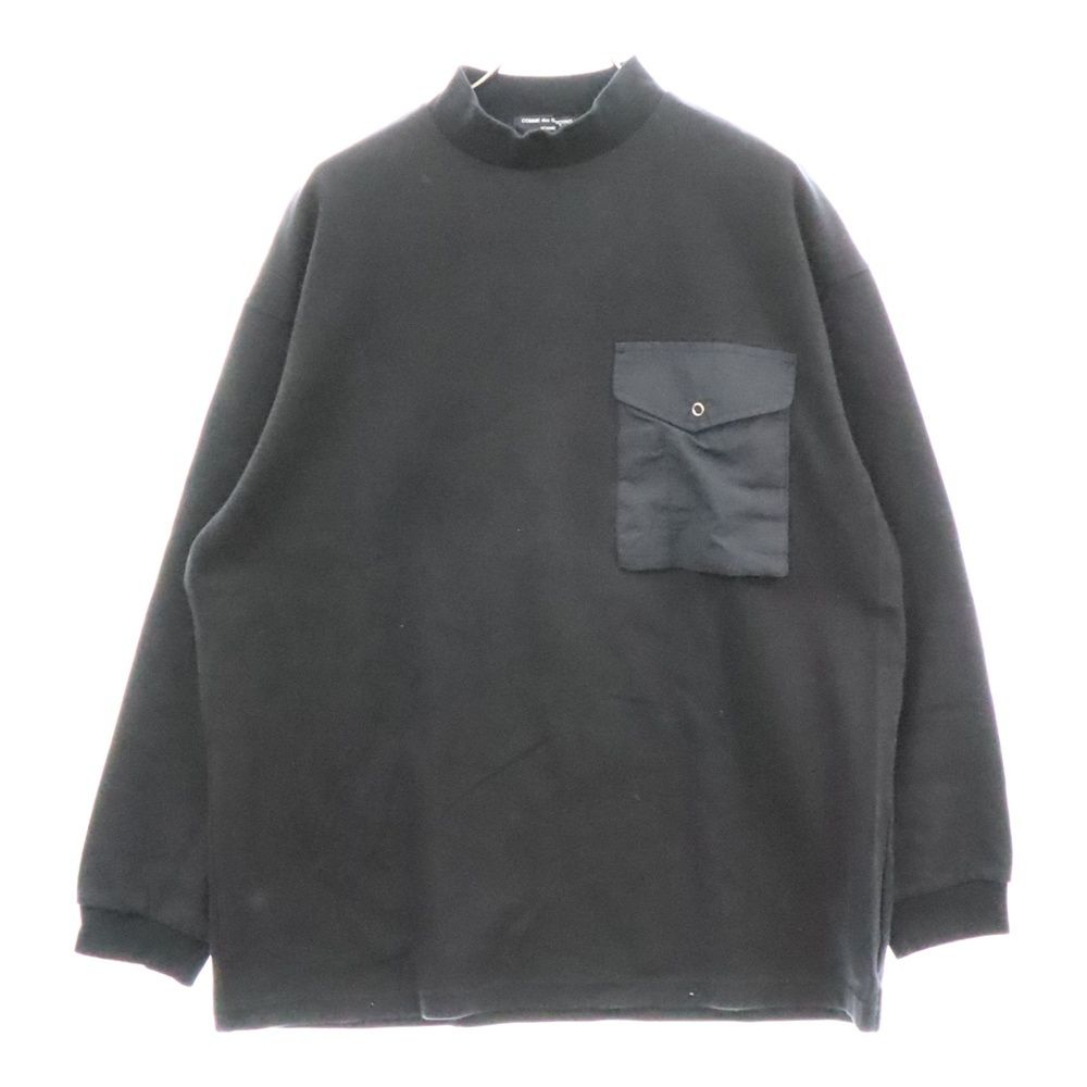 COMME des GARCONS HOMME (コムデギャルソンオム) ナイロンポケット クルーネックスウェットトレーナー ブラック HL-T002