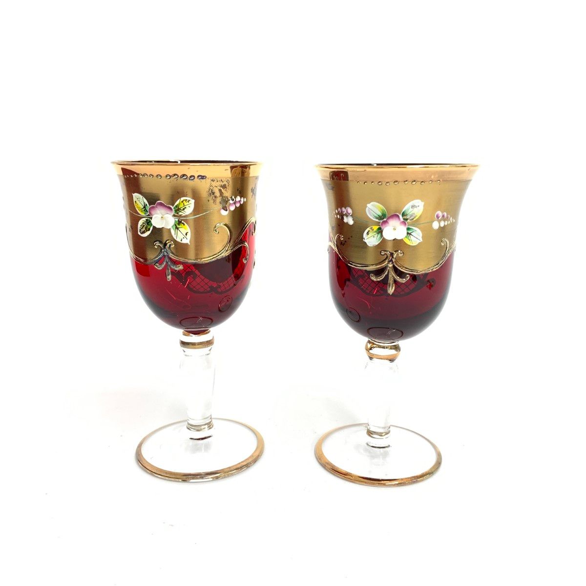 新品同様 MURANO ムラーノ ベネチアングラス ワイングラス 箱付