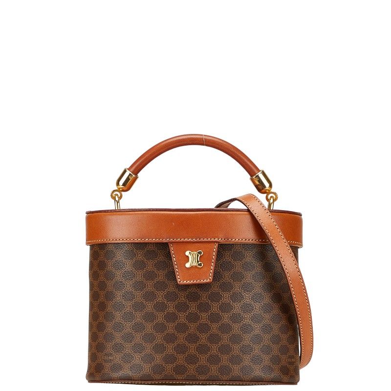 セリーヌ マカダム バニティバッグ ショルダーバッグ 2WAY ブラウン PVC レザー レディース CELINE 243-33923