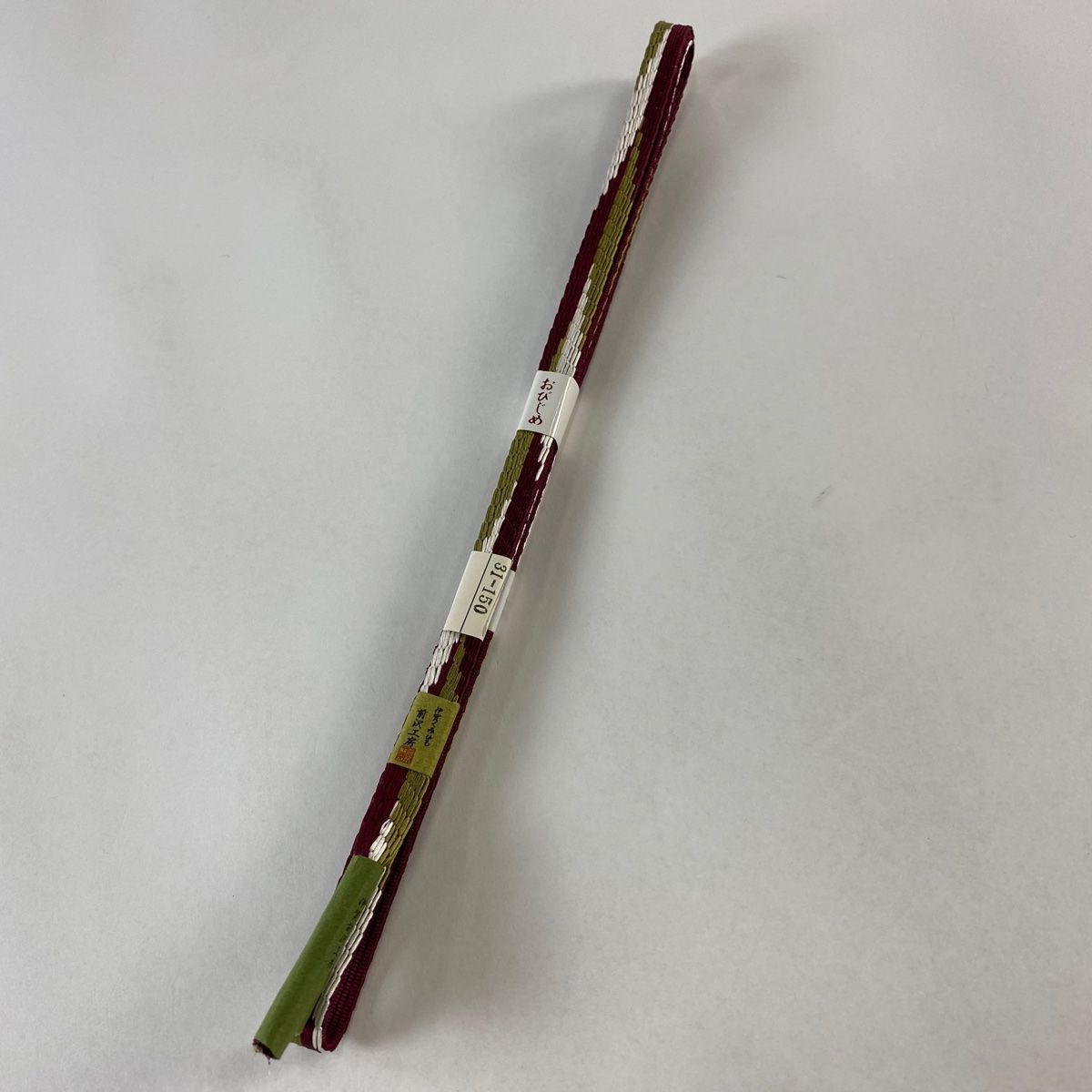 帯締め 優品 幾何学 赤紫 正絹 和装小物