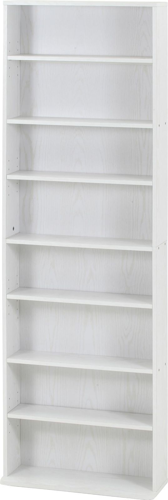 【特価セール】大容量スリム書棚 本棚 幅60×奥行22.5×高さ180cm オークホワイト 不二貿易 木目調 組立商品 51499