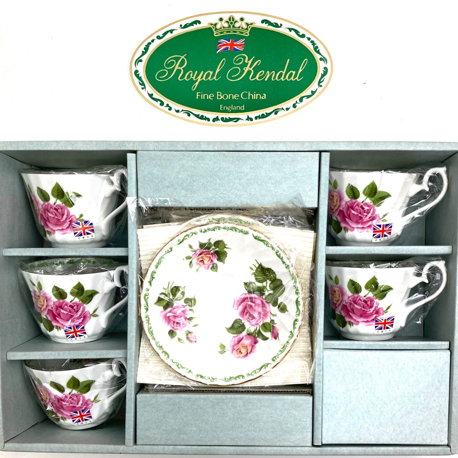 e Royal Kendal ロイヤルケンダル カップ＆ソーサー 5客セット 金彩 草花柄 陶磁器 洋食器 イギリス製 ティーカップ