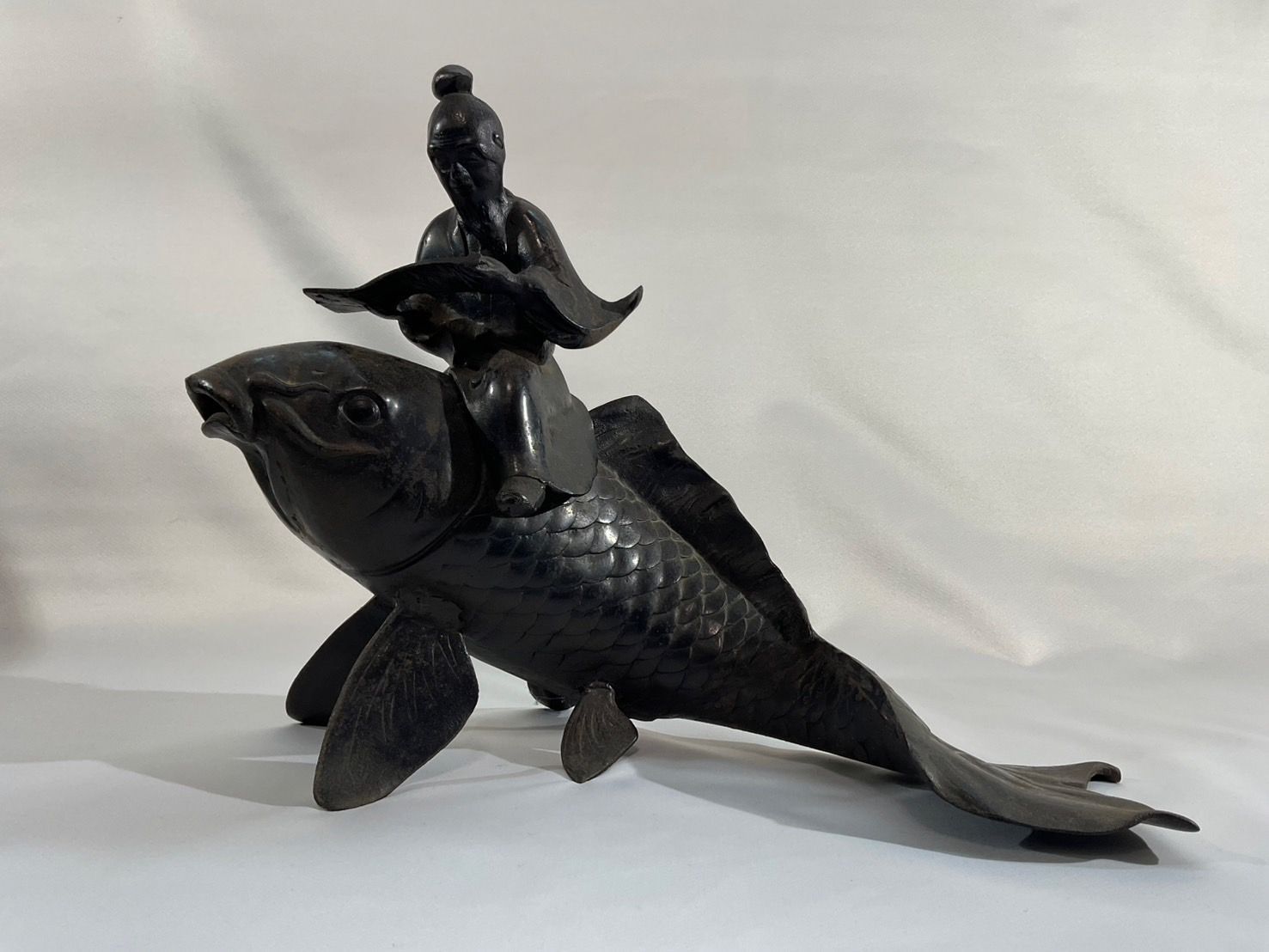 古銅鯉仙人香炉置物 鯉仙人 置物 銅器 香炉 工芸品 - メルカリ