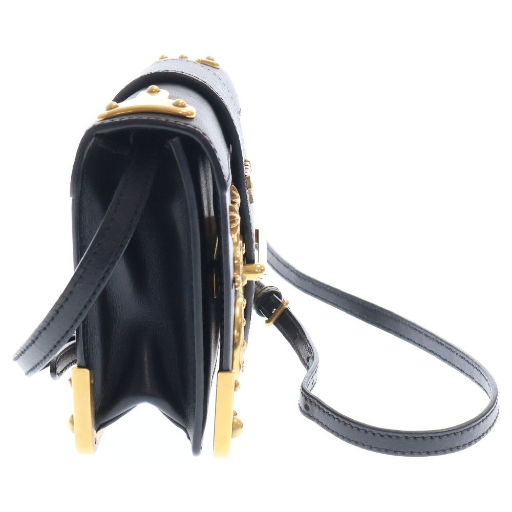 PRADA (プラダ) カイエ ショルダーバッグ ブラック レザー ゴールド  