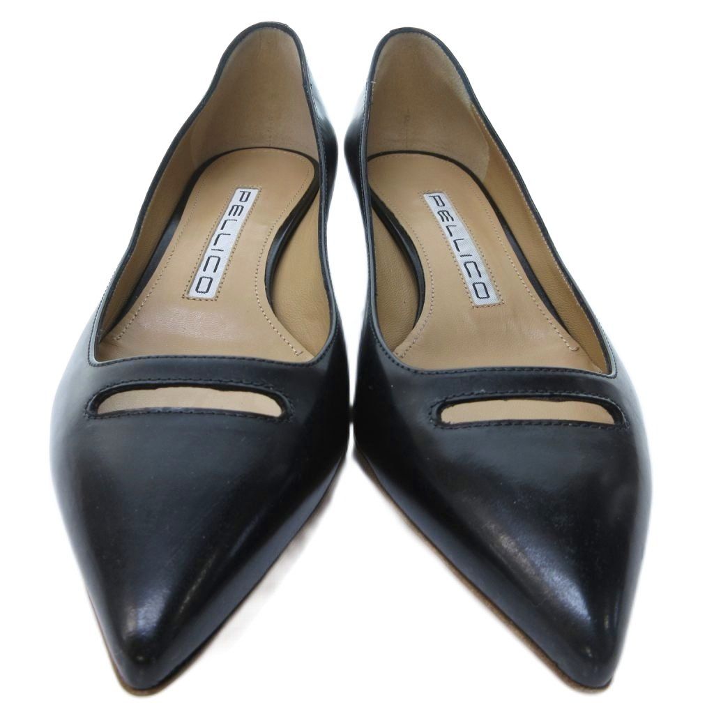 ペリーコ PELLICO アネッリ パンプス ポインテッドトゥ キューバンヒール 黒 ブラック 約22.5cm IBO79 KIN-KAAI_COM