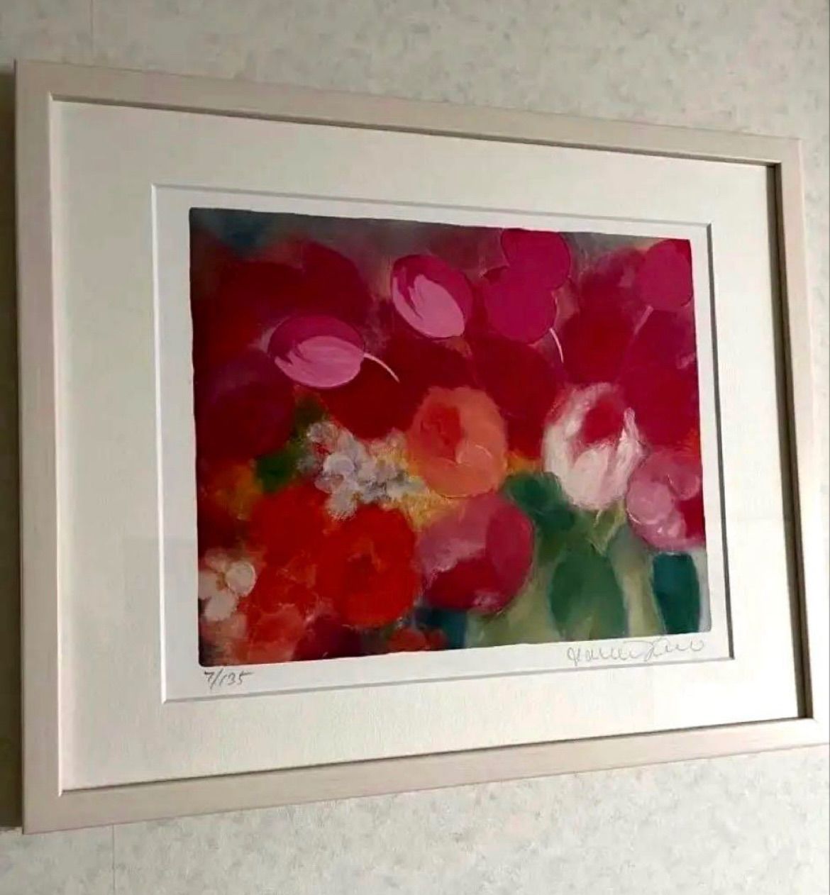 額入り 版画 直筆サイン エディション番号 証明書あり ジニー キム 花の絵 インテリアアート