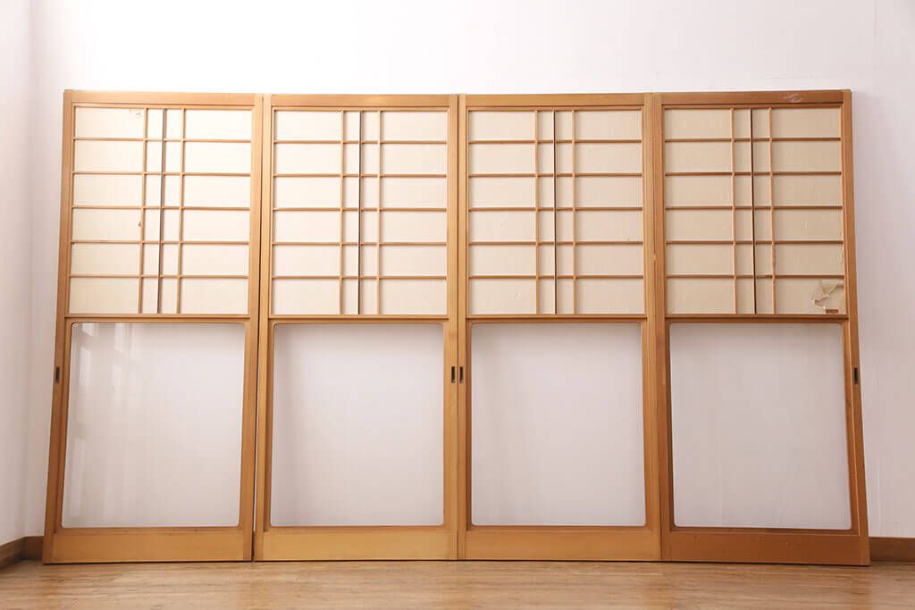 専用　直接引取　雪見障子　障子　建具　昭和　古民家　４枚組　リフォーム 専用 直接引取 雪見障子 障子 建具 昭和 古民家 4枚組 リフォーム