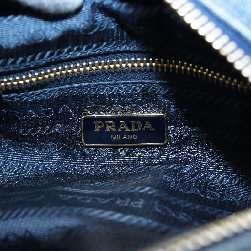 プラダ PRADA デニムポーチ ロゴ プレート 紺 ネイビー 1NA175 /KP