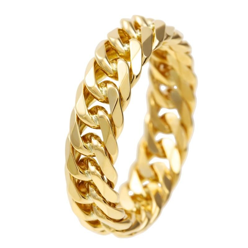 FAIRY CULLET フェアリーカレット 18金リング K18 6面W喜平リング 太め 17号 内径18.4mm 外径23mm