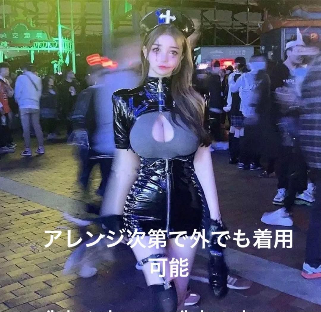 エナメル暗黒王朝ダークナース服看護婦制服ビキニハロウィンコスプレ大人ボディスーツ - メルカリ