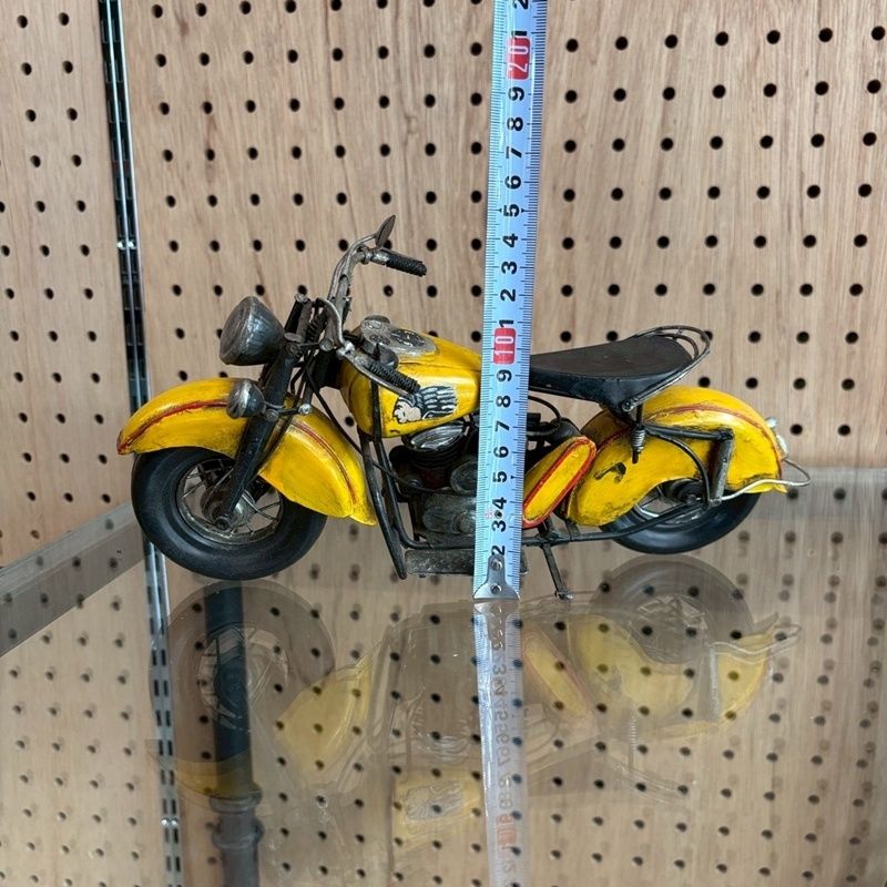 ブリキ レトロバイク イエロー 全長約28cm アメリカン