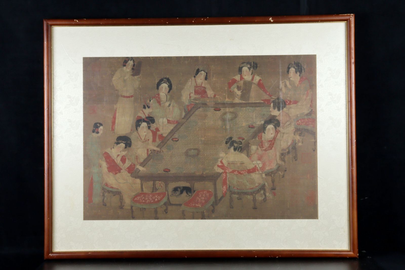 中国画　花鳥画　中国美術　額縁　額装　時代物　当時物　唐物　香港土産 中国画 花鳥画 中国美術 額縁 額装 時代物 当時物 唐物 香港土産