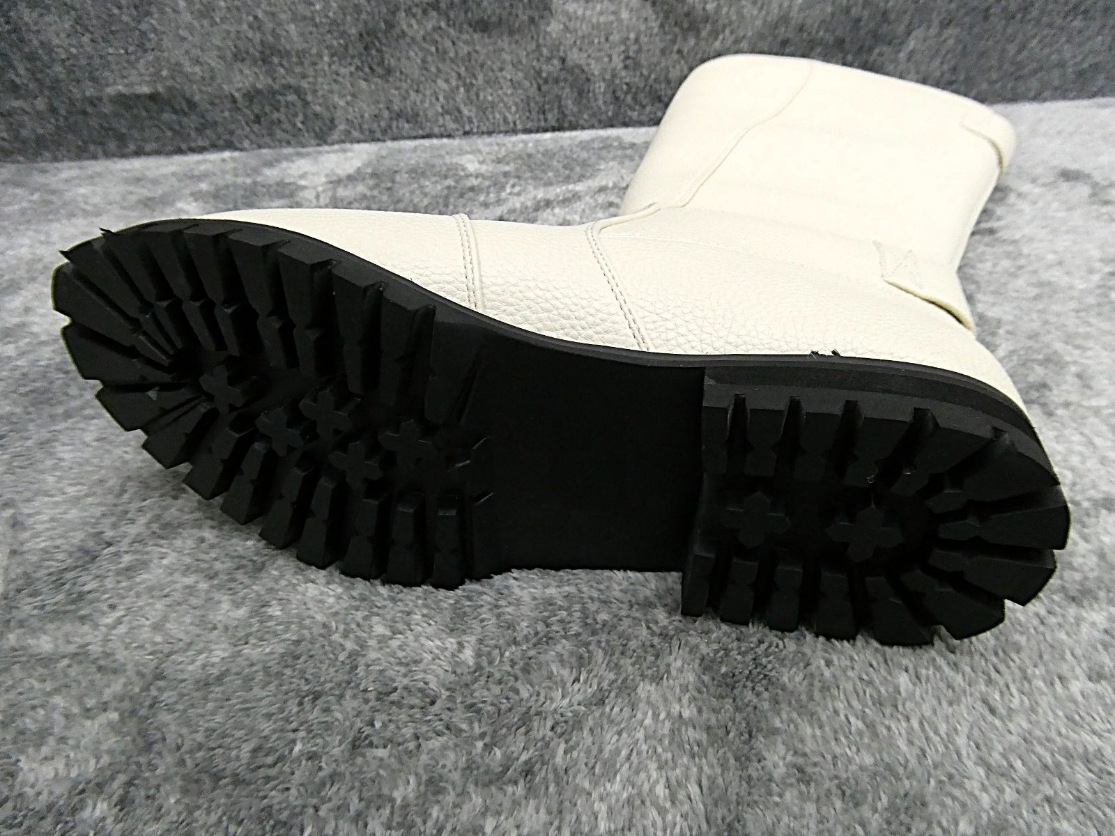 特攻ブーツ アイボリー |オフホワイト ベージュ 白 旧車會 暴走族 斜め カット ライダーブーツ 東京リベンジャーズ