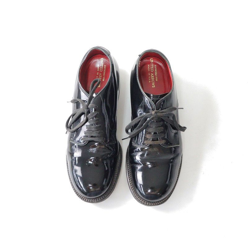 オールデン ALDEN UNITED ARROWS ユナイテッドアローズ別注 エナメル プレーントゥ シューズ  6ハーフ/クロ 靴 MENS◇【2400013978859】