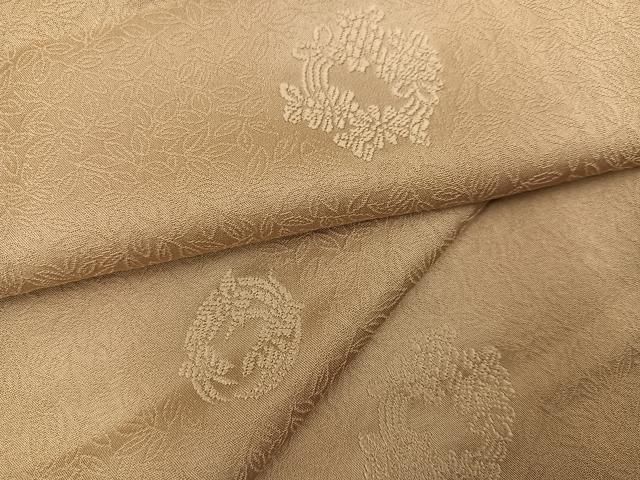 平和屋着物●上質な色無地 草木地紋 榛色 正絹 AABC3387ph