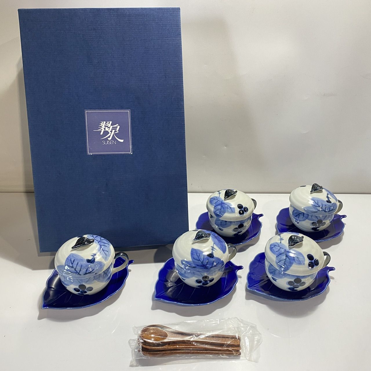 翆泉 バラエティカップセット 茶碗蒸し 皿 5客揃 ぶどう (管理番号 