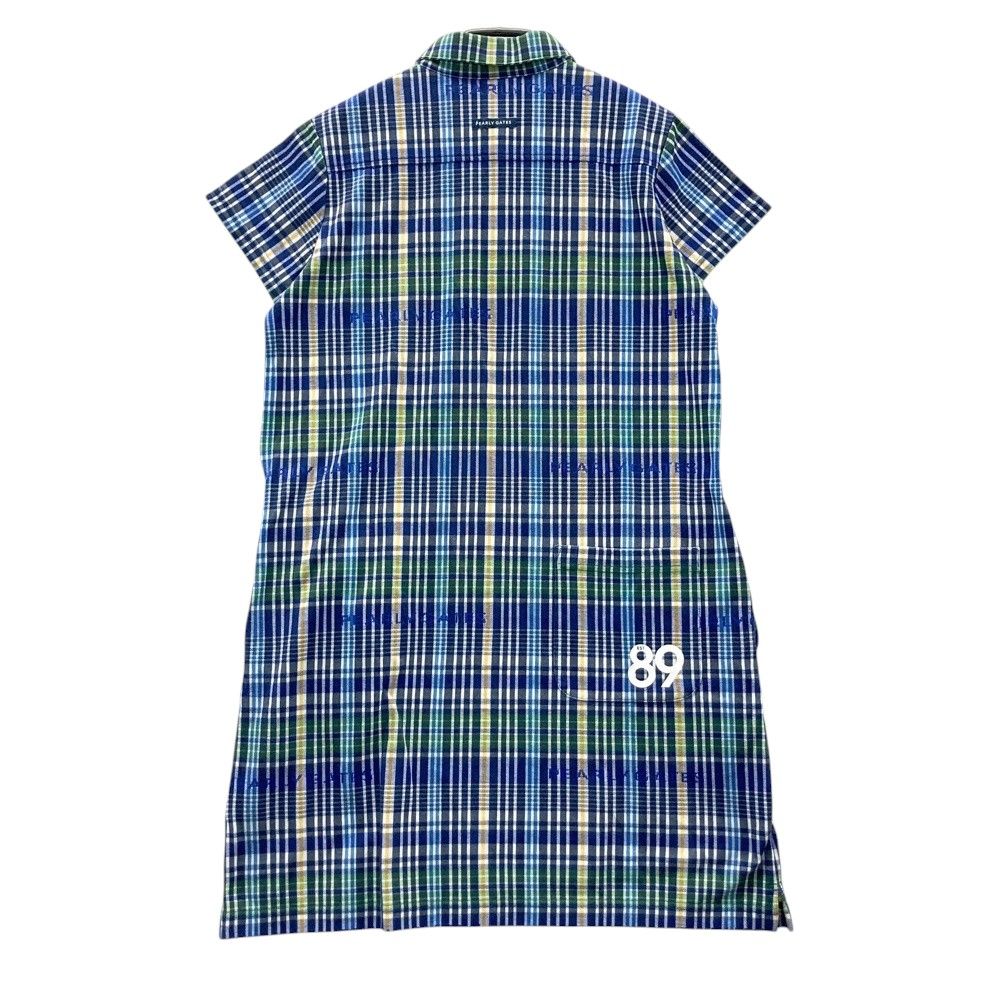 天然素材 サイズ 1 PEARLY GATES パーリーゲイツ 半袖ワンピース チェック柄 ブルー系 240101520468 ゴルフウェア レディース ストスト